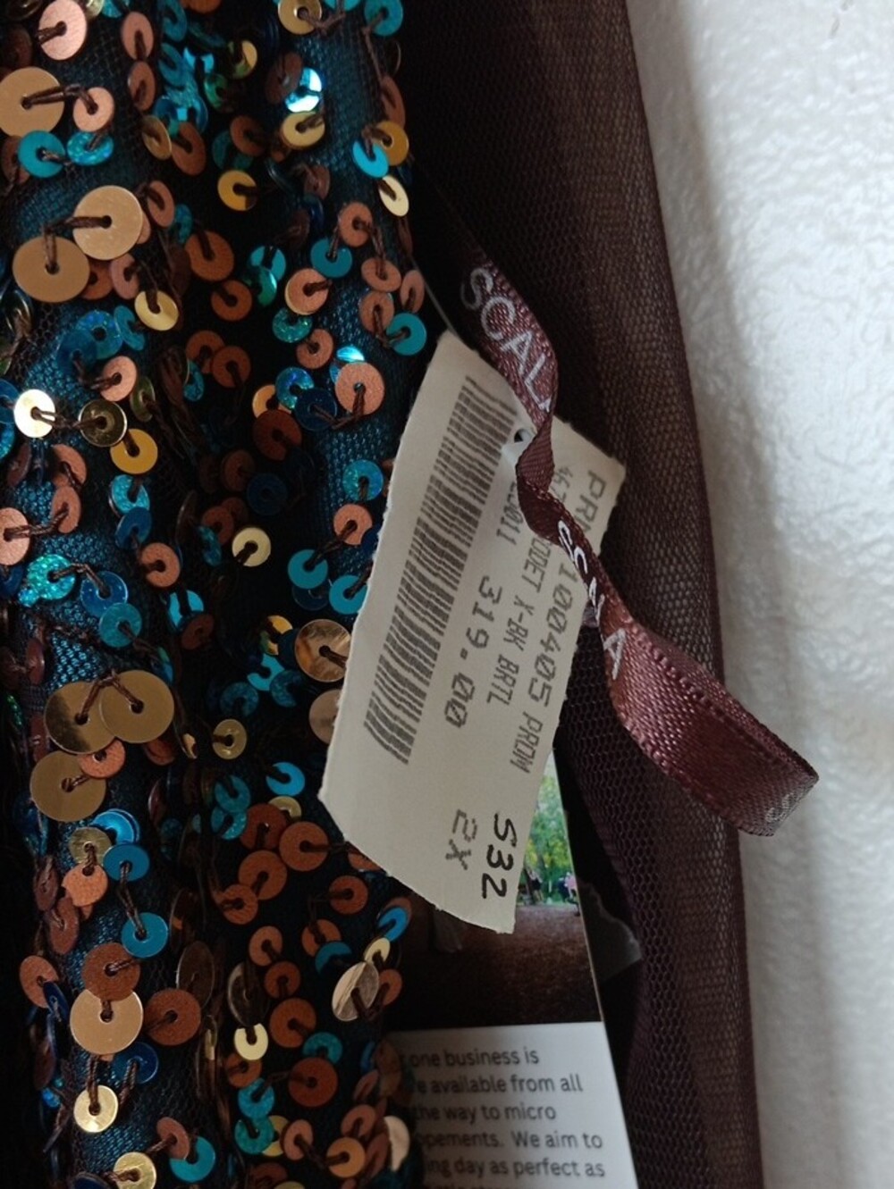 Scala Teal & Brown Sequin Strappy Maxi Gown - Picture 11 of 13